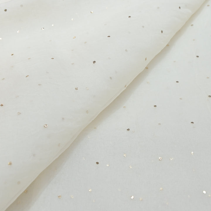 28gm Organza Tiny Tikki Mukaish Hand Work Fabric