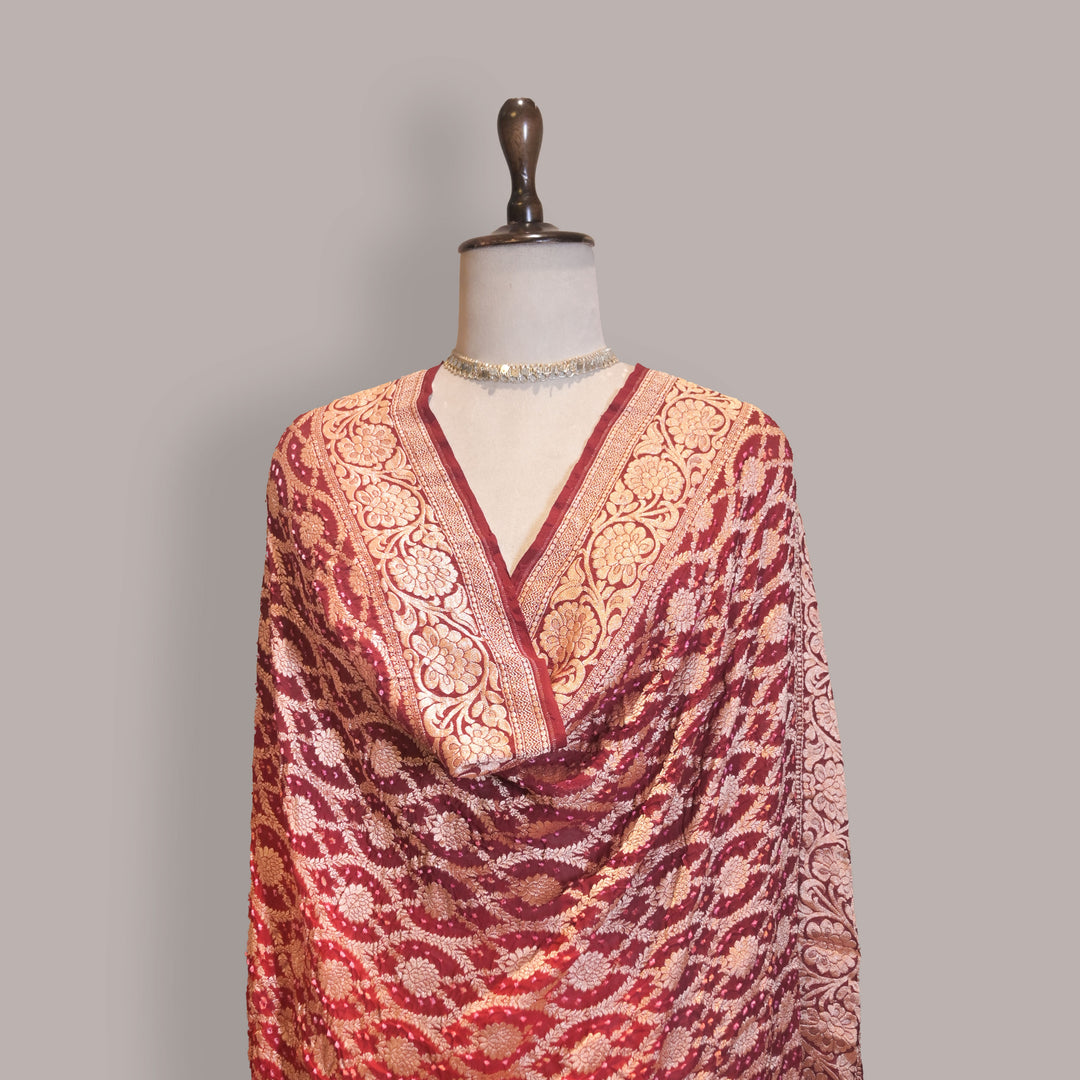Maroon Ghatchola Bandhani Dupatta