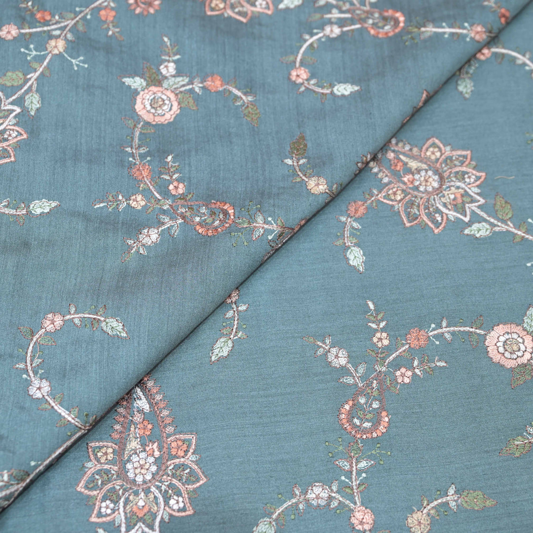 Powder Blue Moonga Silk with Thread Embroidery