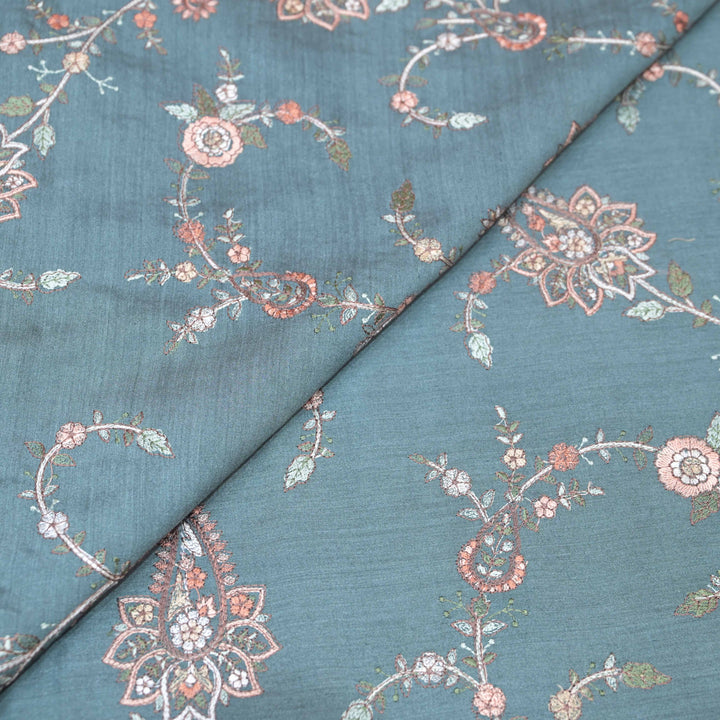Powder Blue Moonga Silk with Thread Embroidery