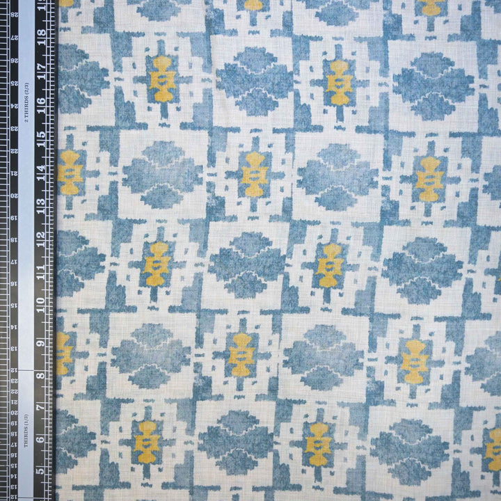 Ocean Blue Linen Printed Fabric