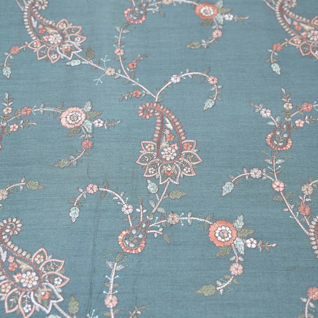 Powder Blue Moonga Silk with Thread Embroidery