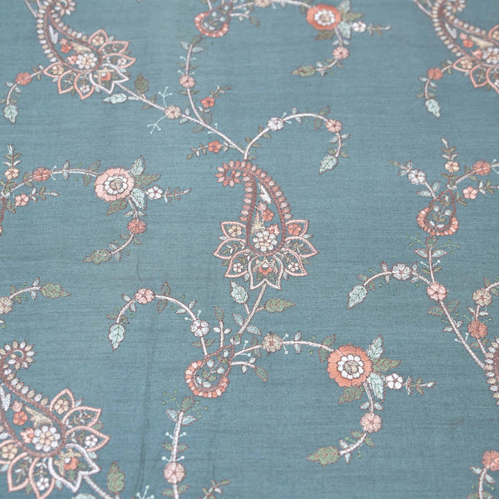 Powder Blue Moonga Silk with Thread Embroidery