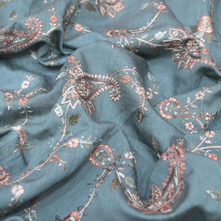 Powder Blue Moonga Silk with Thread Embroidery