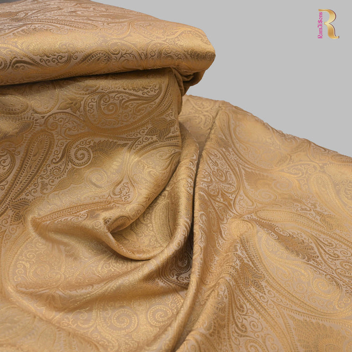 Golden Beige Brocade with Metallic fabric.| 100-23-111