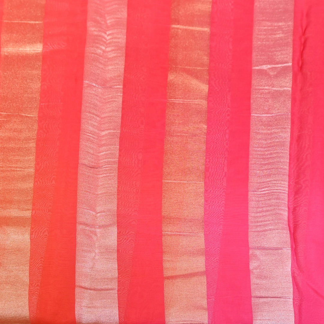 Premium Organza 4D Shade Zari Stripes Designer Fabric-VF0192-1