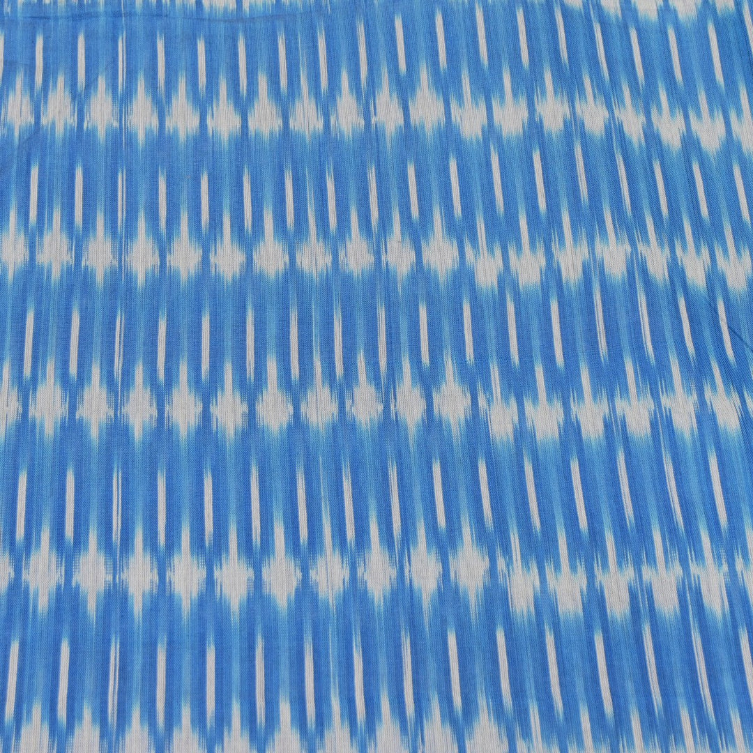 Silk Blue Pure Ikkat Print Fabric-VH0065-1