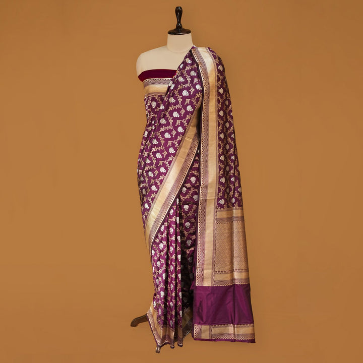 Boysenberry Colour Pure Banarasi Silk Saree