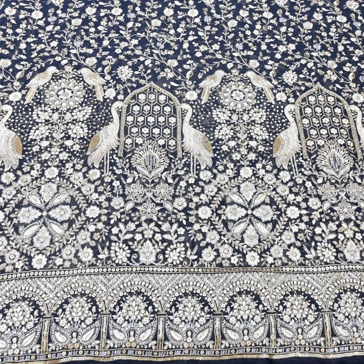 Dyed Viscose Georgette Zari Sequins Embroidery Fabrics
