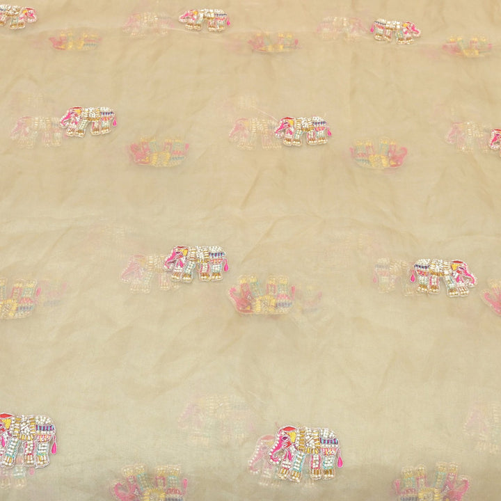 Dyed Silk Organza Moti With Zari Embroidery Fabrics
