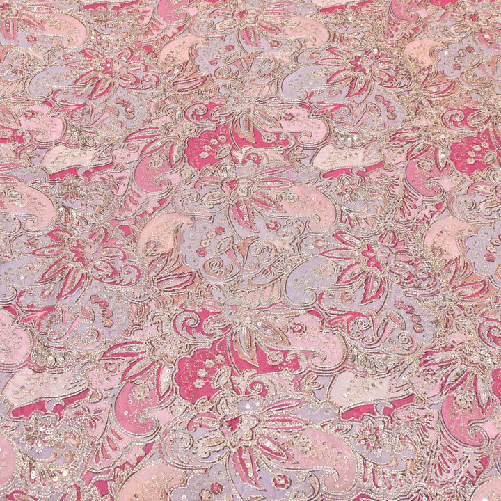 Viscose Georgette  Position Prints, Zari Sequin Embroidery Fabrics