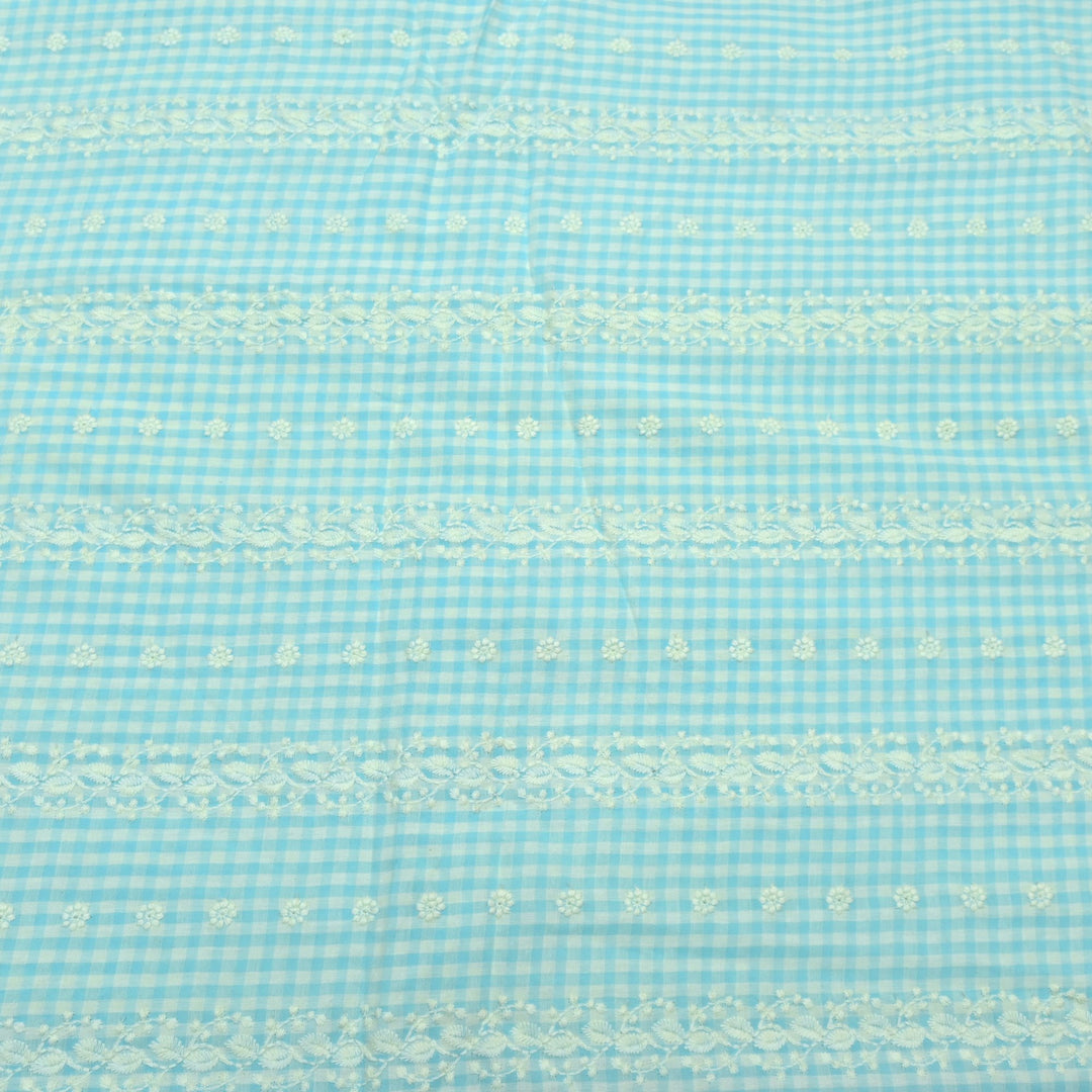 Cotton Checks Chikan Buti Fabrics