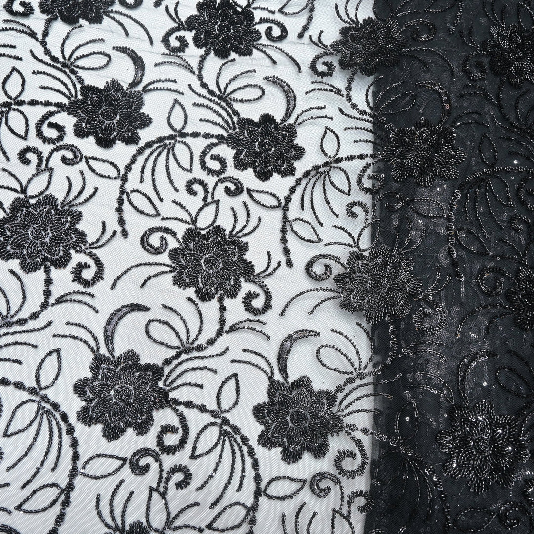 Imported Net Cutdana With Sequins Handwork Embroidery Fabrics