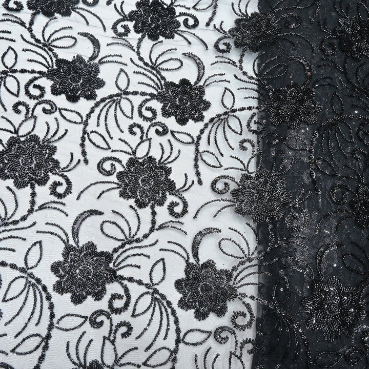 Imported Net Cutdana With Sequins Handwork Embroidery Fabrics