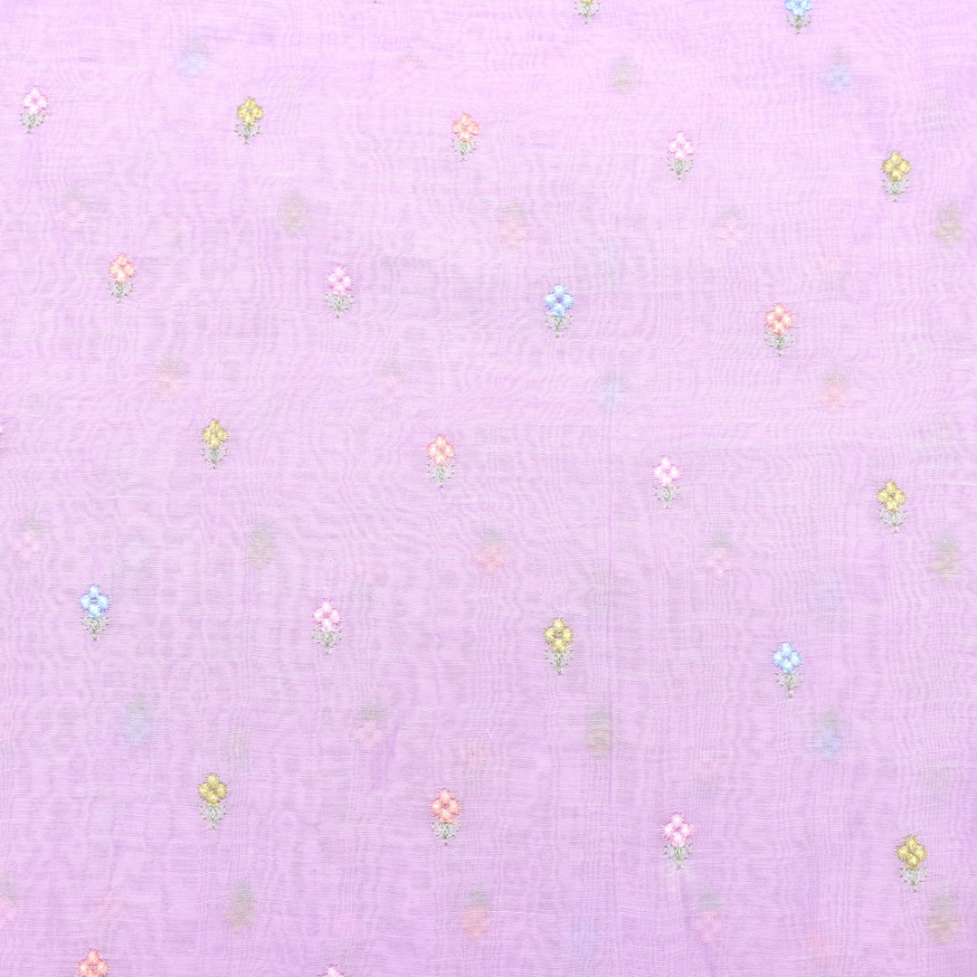 Cotton Chanderi Multi Thread Buti Embroidery Fabric