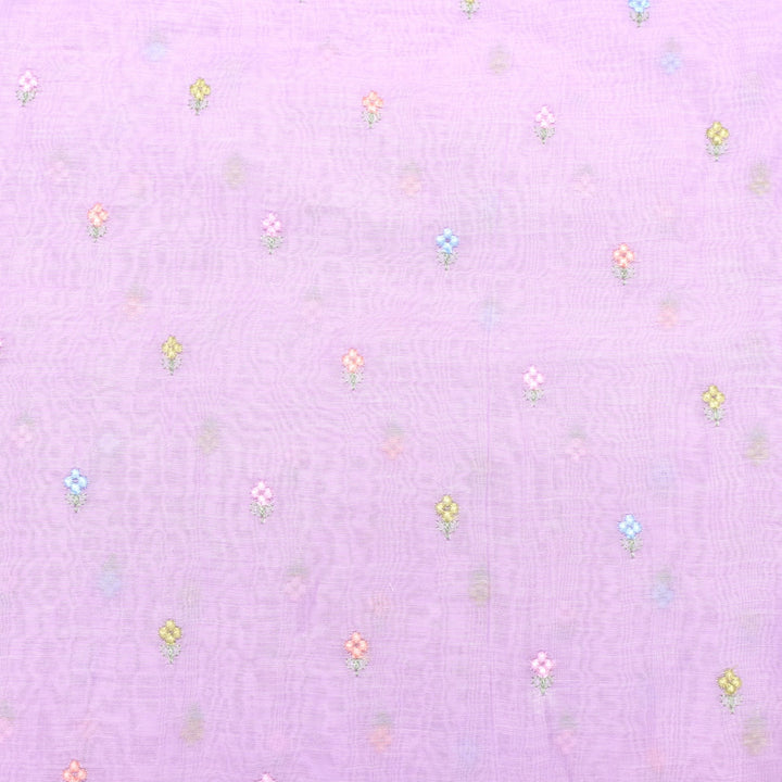 Cotton Chanderi Multi Thread Buti Embroidery Fabric