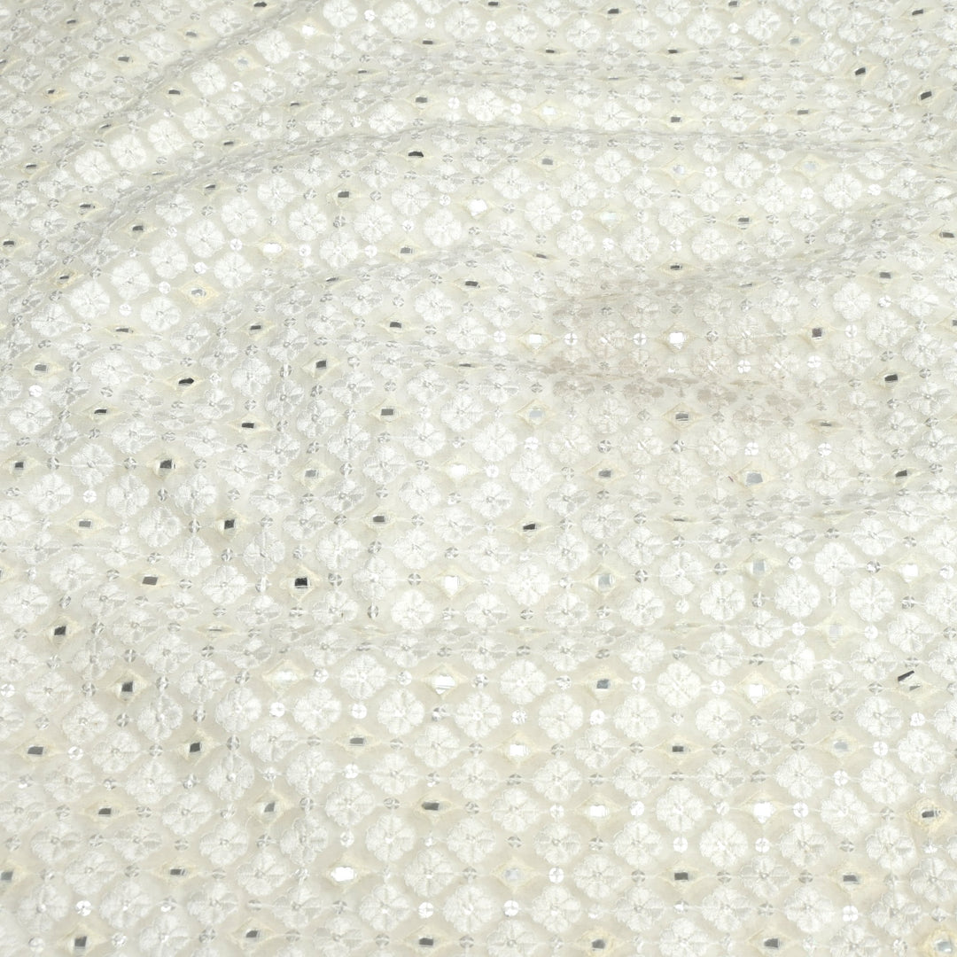 Viscose Georgette Mirror Sequins Embroidery Fabrics