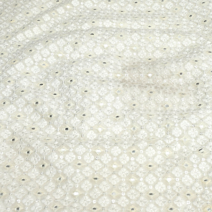 Viscose Georgette Mirror Sequins Embroidery Fabrics