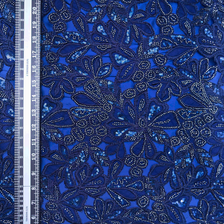 Dark Blue Net Cutwork Embroidery