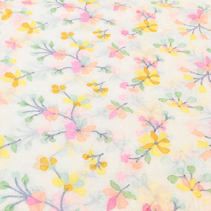 off white Mul Chanderi Sequins Embroidery.