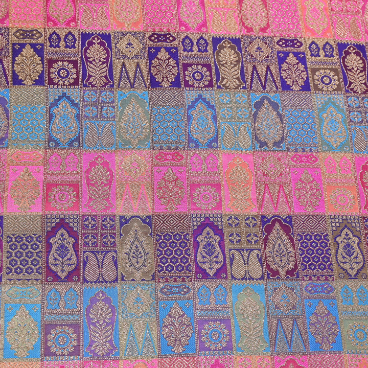 Multi Rangoli Brocade Fabric – Premium Zari Woven Designer Brocade Fabric 001006-A23