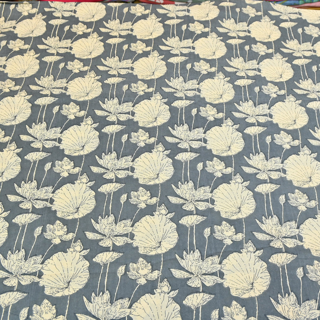 Midnight Blue Cotton Linen Print