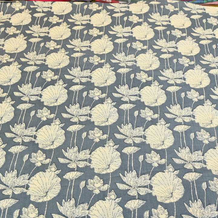 Midnight Blue Cotton Linen Print