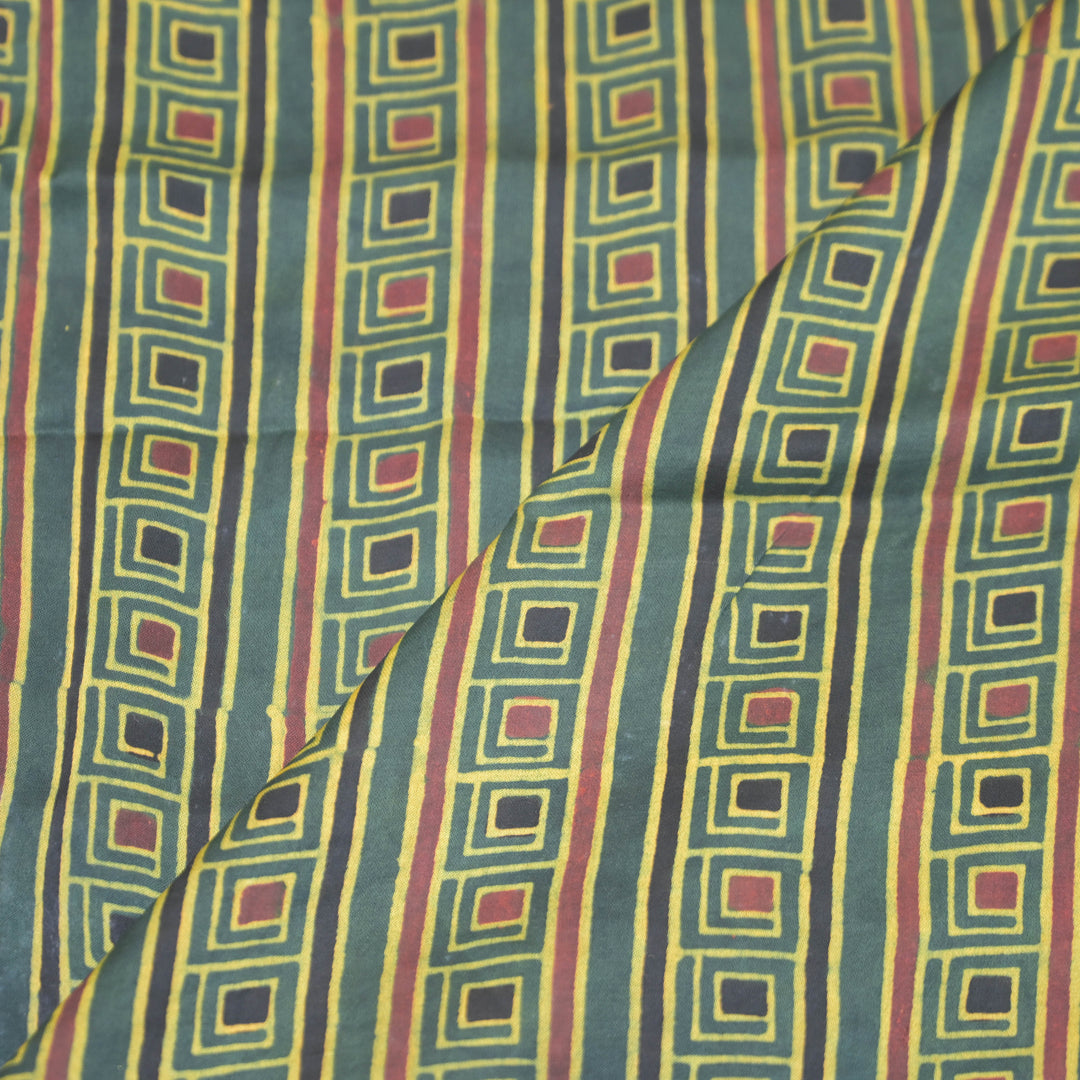 Bottle Green Modal Satin in Digital Print