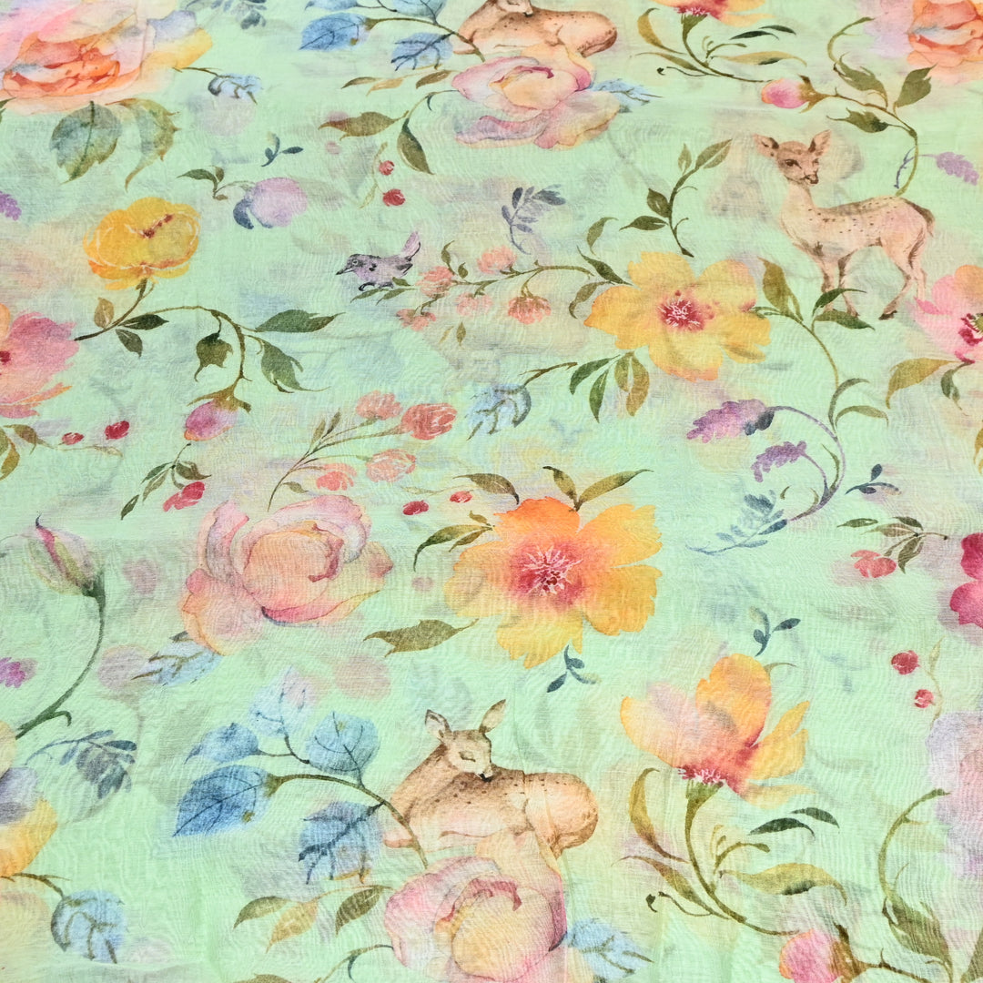 Mul Chanderi Digital Print Fabric - Soft Lightweight Designer Fabric GT0185-1A