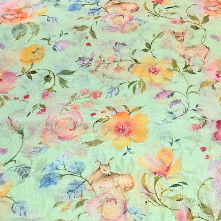 Mul Chanderi Digital Print Fabric - Soft Lightweight Designer Fabric GT0185-1A