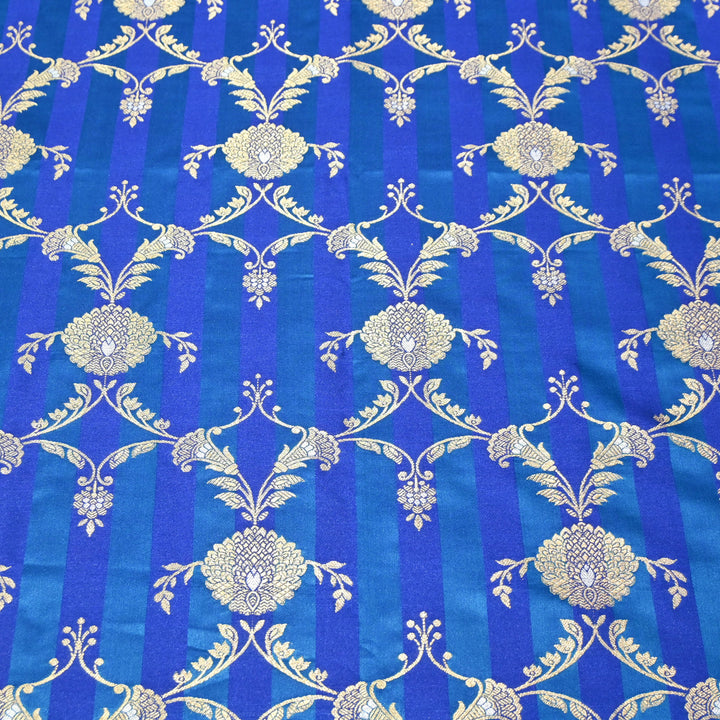 Blue Mina Zari Brocade Fabric