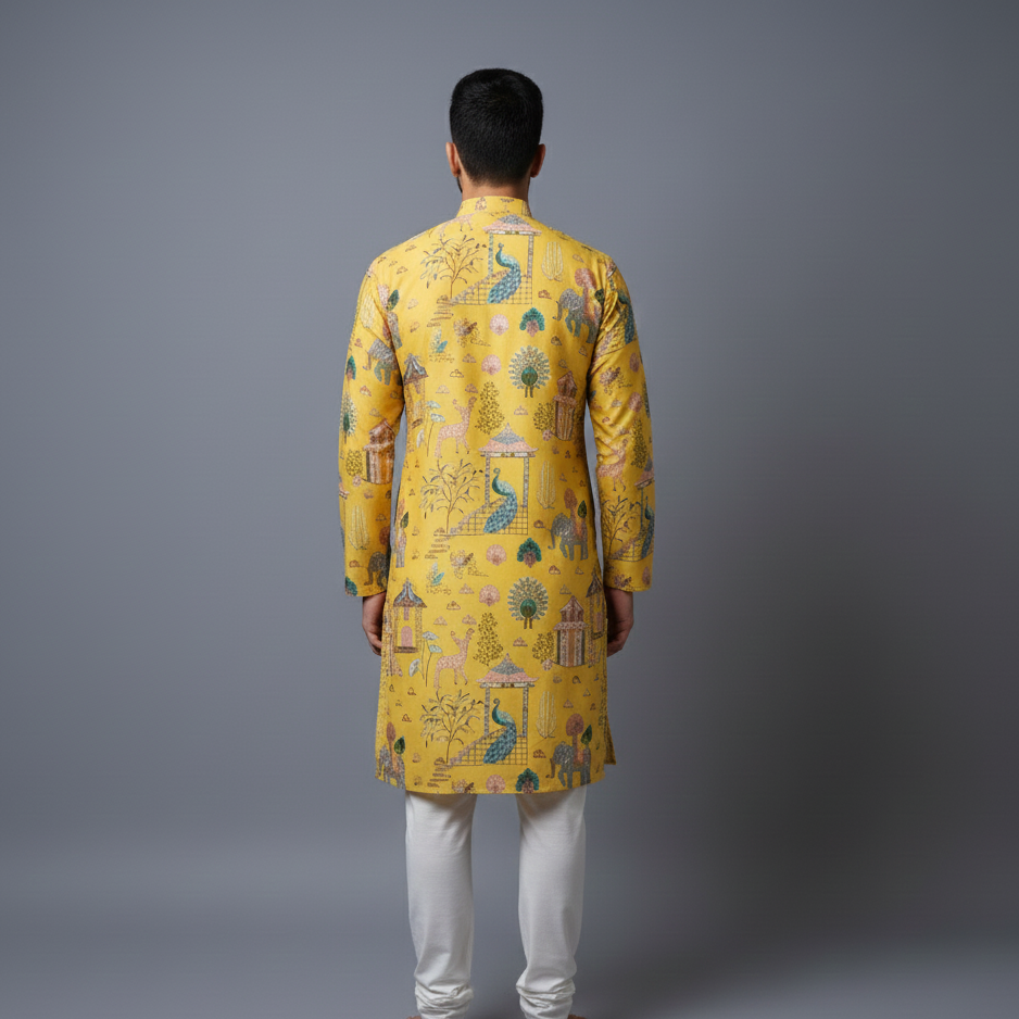Yellow All Over Embroidery Georgette Kurta Set