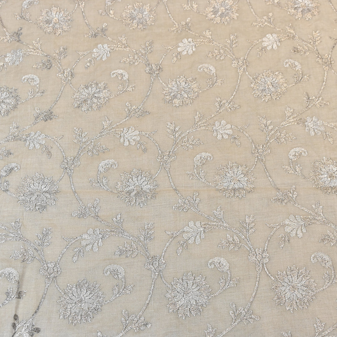 Pure Tassar Silk Zari Embroidery Fabric – Premium Ethnic Designer Fabric for Festive & Wedding Wear -TSR4452-1