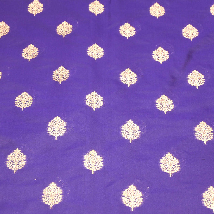 Purple Monster Color Katan Silk Zari Buti Brocade Fabric
