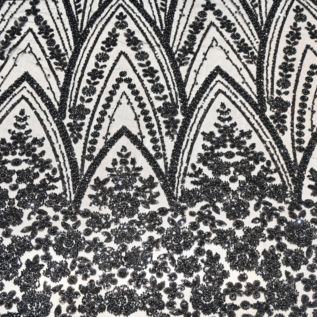 Imported Heavy Beaded & Sequin Embroidery Net Fabric- 8821330-01