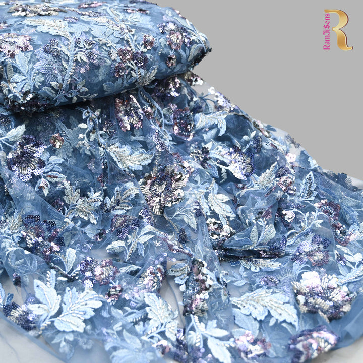 Dusty BlueNet Imported Embroidery Fabric.|600632