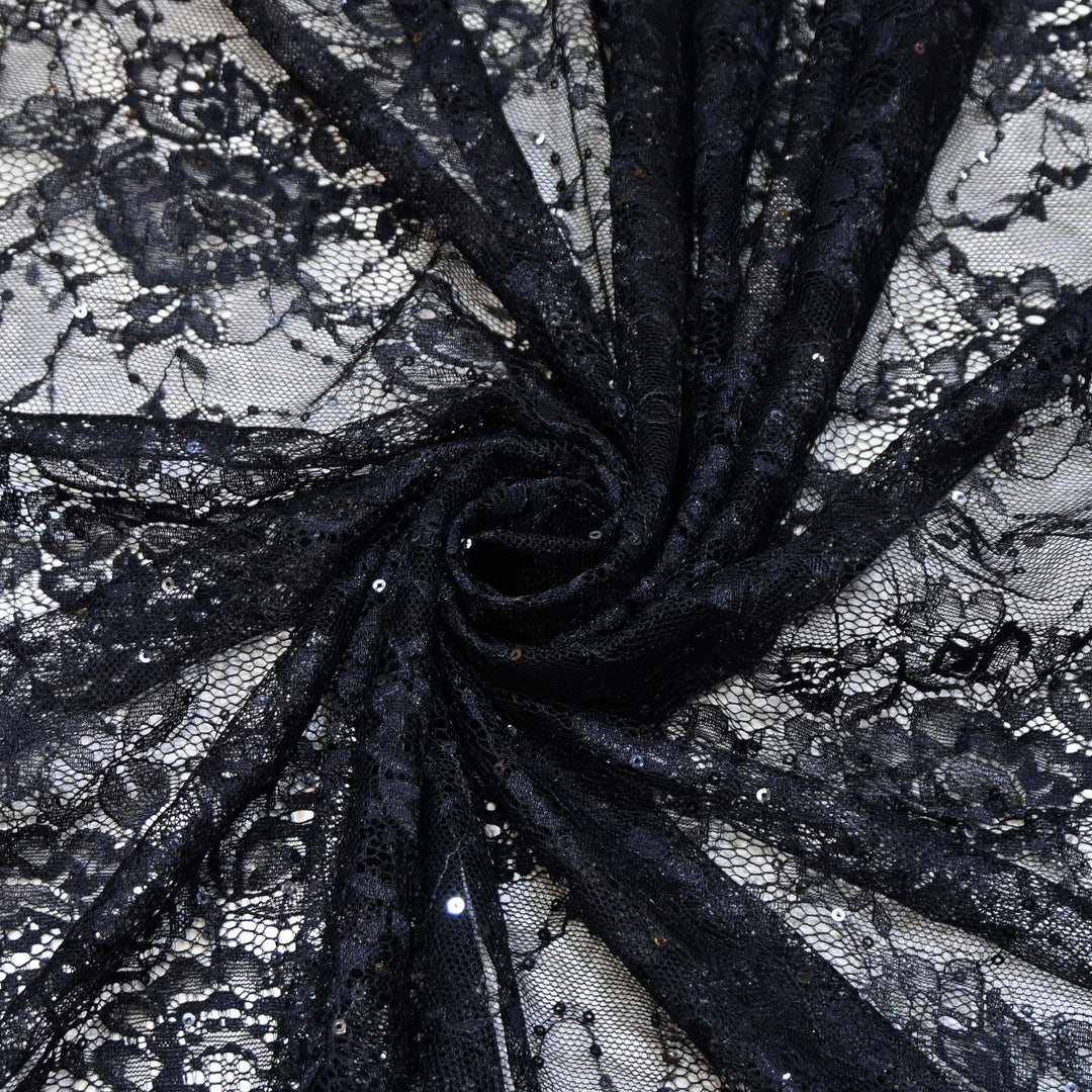 Black Cord Lace Fabric