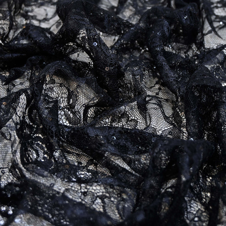 Black Cord Lace Fabric