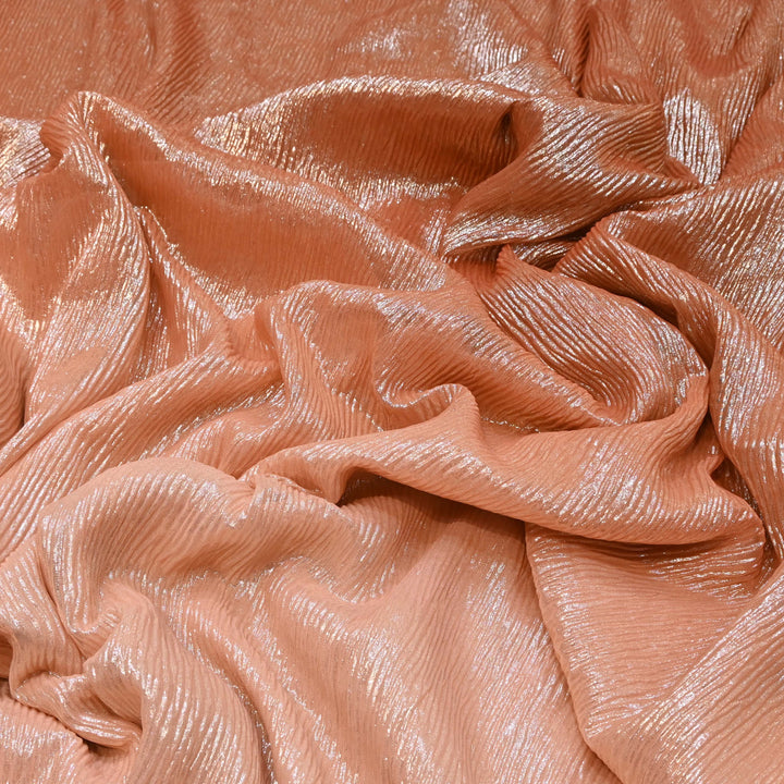 Peach Ombre Crush Foil Georgette Fabric