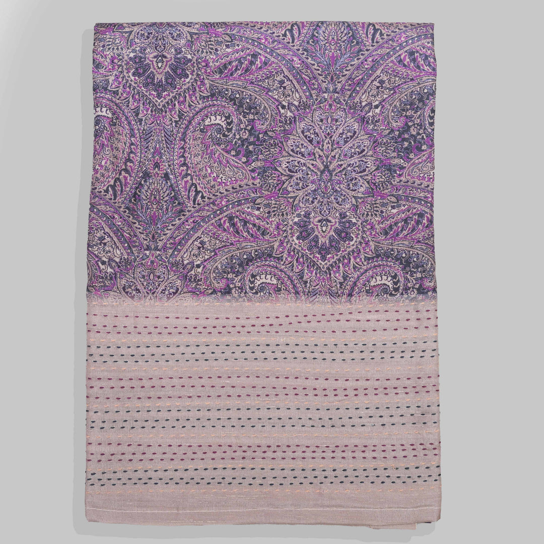 Midnight Lavender Faux Tussar Silk Unstitched Suit Set