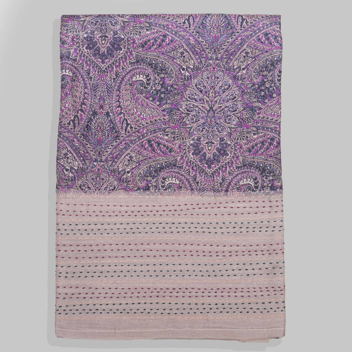 Midnight Lavender Faux Tussar Silk Unstitched Suit Set