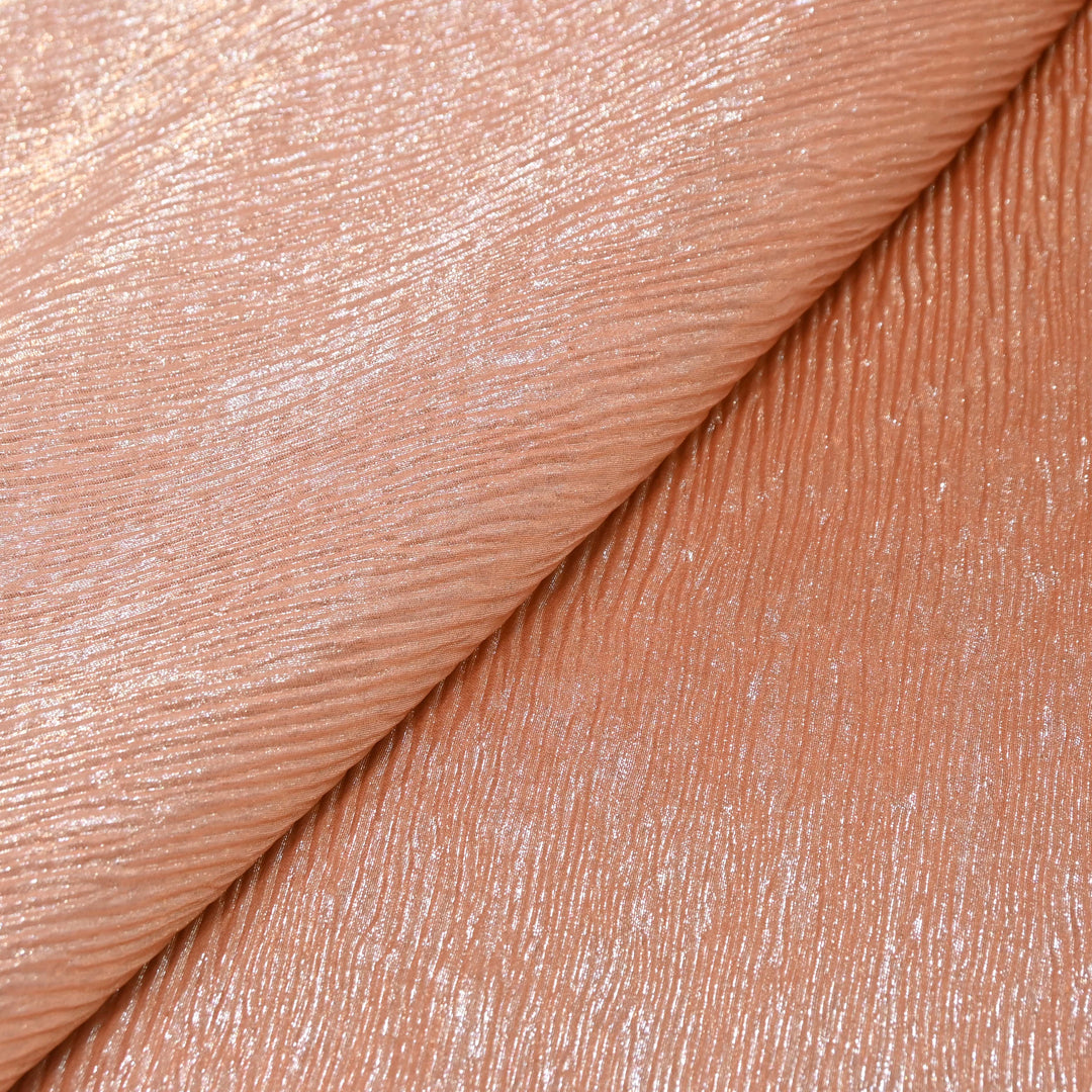 Peach Ombre Crush Foil Georgette Fabric