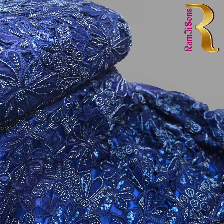 Dark Blue Net Cutwork Embroidery