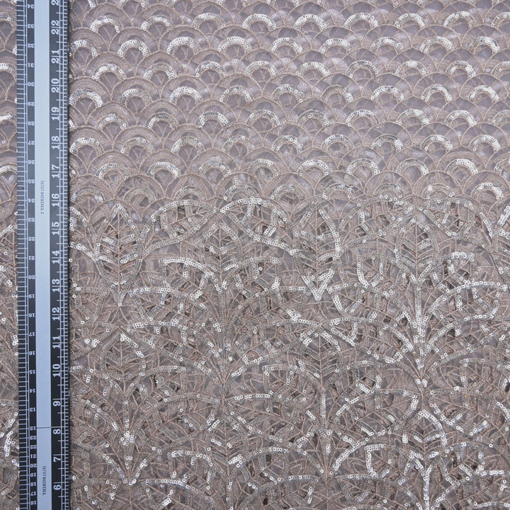 Grey Mermaid Net Fabric with Cutwork & Sequins Embroidery
