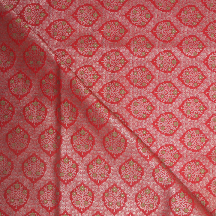 Dark Red Brocade with allover Meena Zari Embroidery