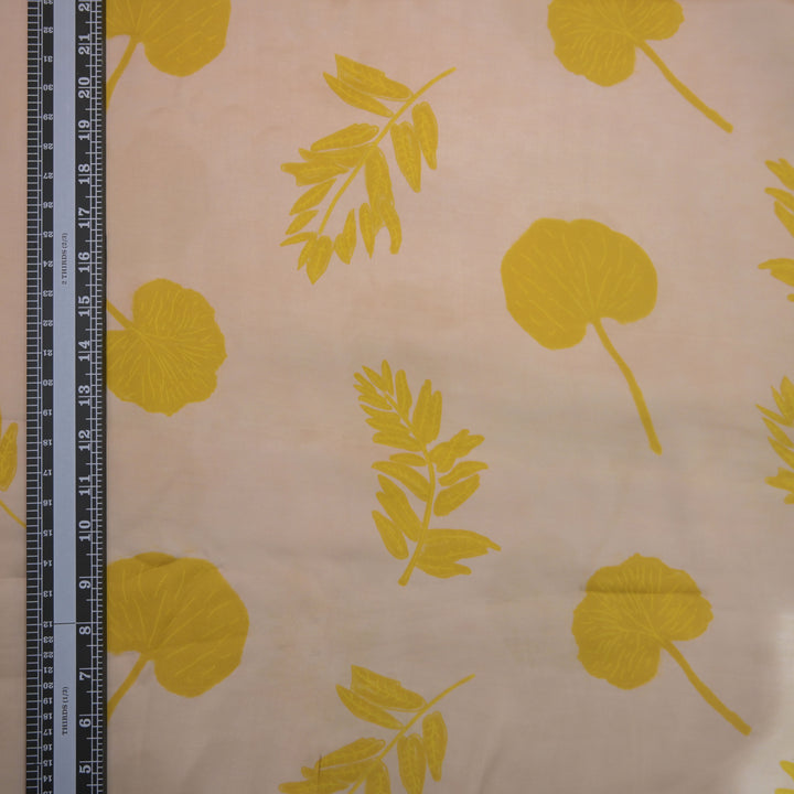 Beige Modal Satin Fabric in Digital Prints