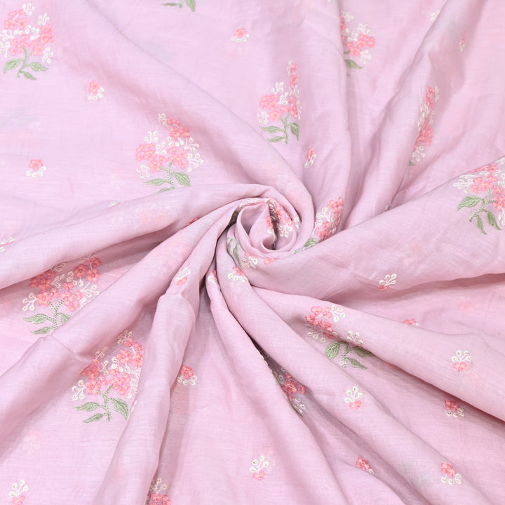 BLUSH PINK COLOR MUL CHANDERI THREAD EMBROIDERY FABRIC - GP4822- 01