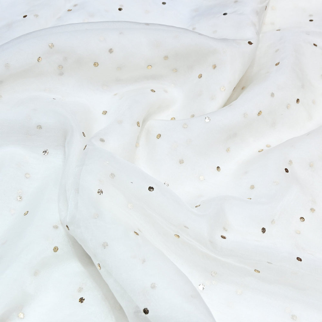 Dyeable Nylon Organza Handwork Mukaish Fabric 002146