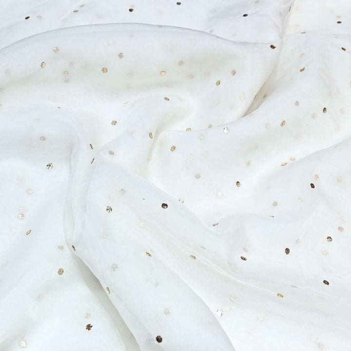 Dyeable Nylon Organza Handwork Mukaish Fabric 002146