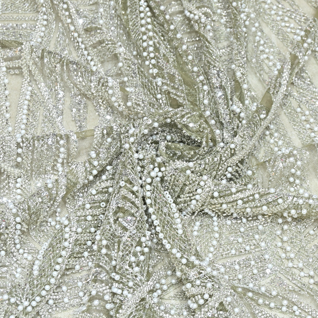 IMPORTED PEARL & BEADED FABRIC- 28RJ00- 01